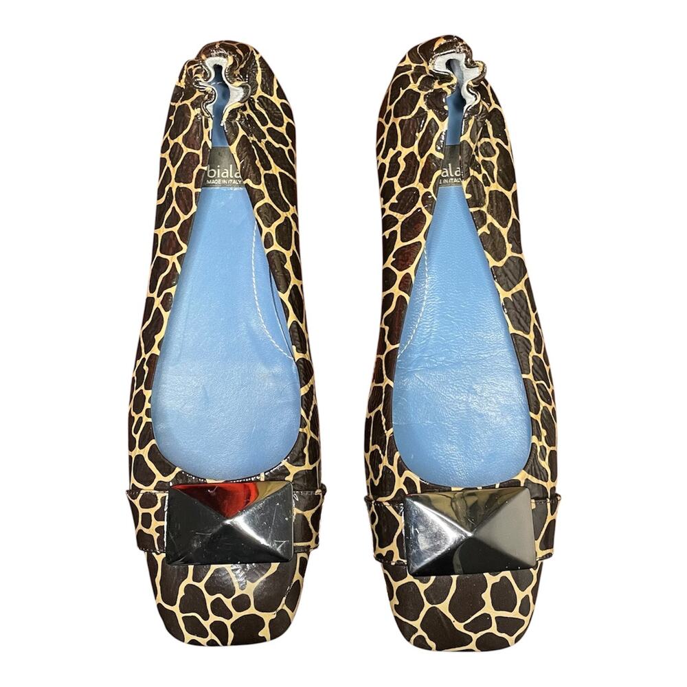 Biala Ballet Flats Womens Size 10M Square Toe Animal Print Office Work Chic